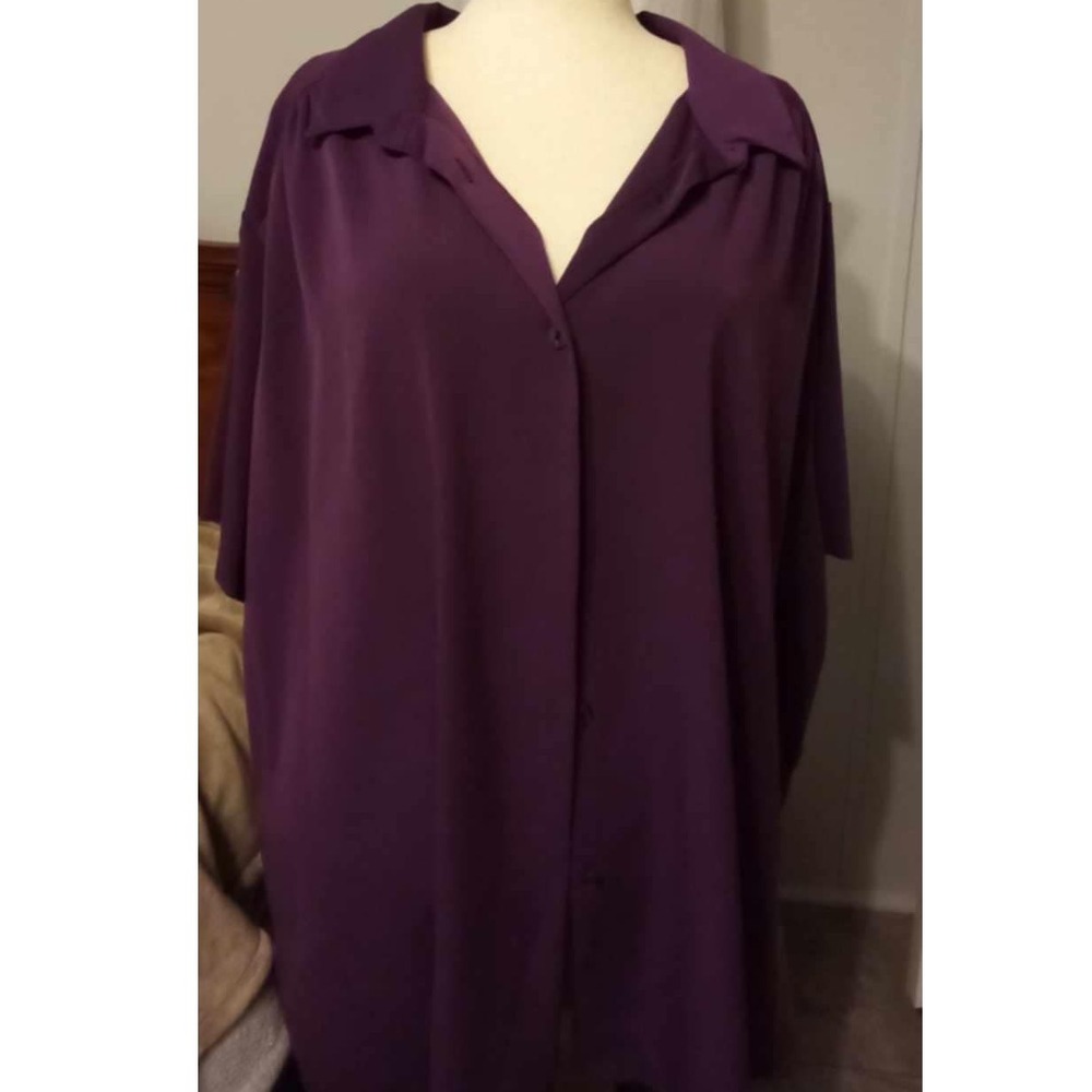 A Personal Touch Womens Purple Short Sleeve Button Front Shirt‎ Top Plus Size 4X
